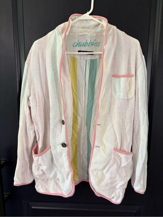 chubbies Jackets & Blazers - Chubbies Terry Cloth Blazer Jacket Medium Pastel Stripe Beach Preppy Resort
